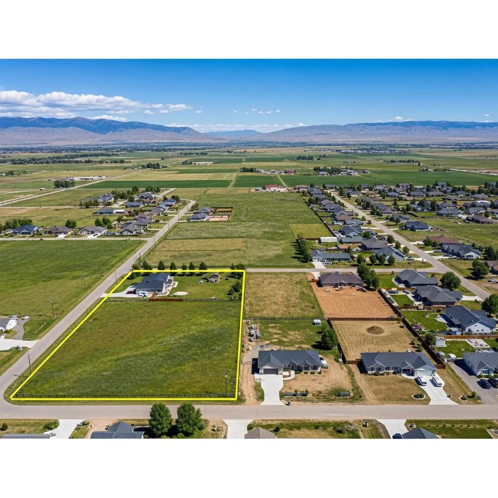 Aerial view of available land parcels and residential lots around Nephi, Utah