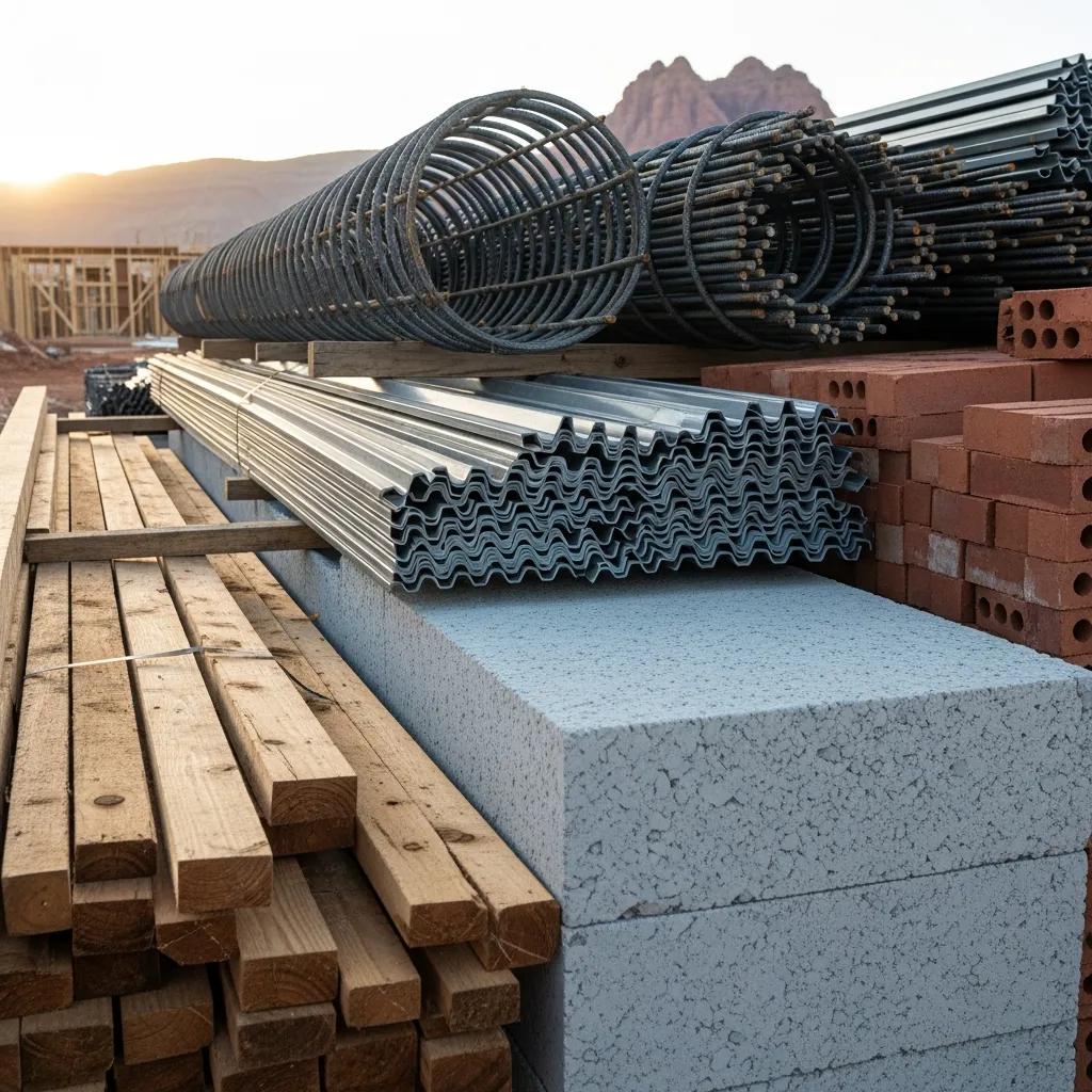 Close-up of building materials at a construction site in Utah