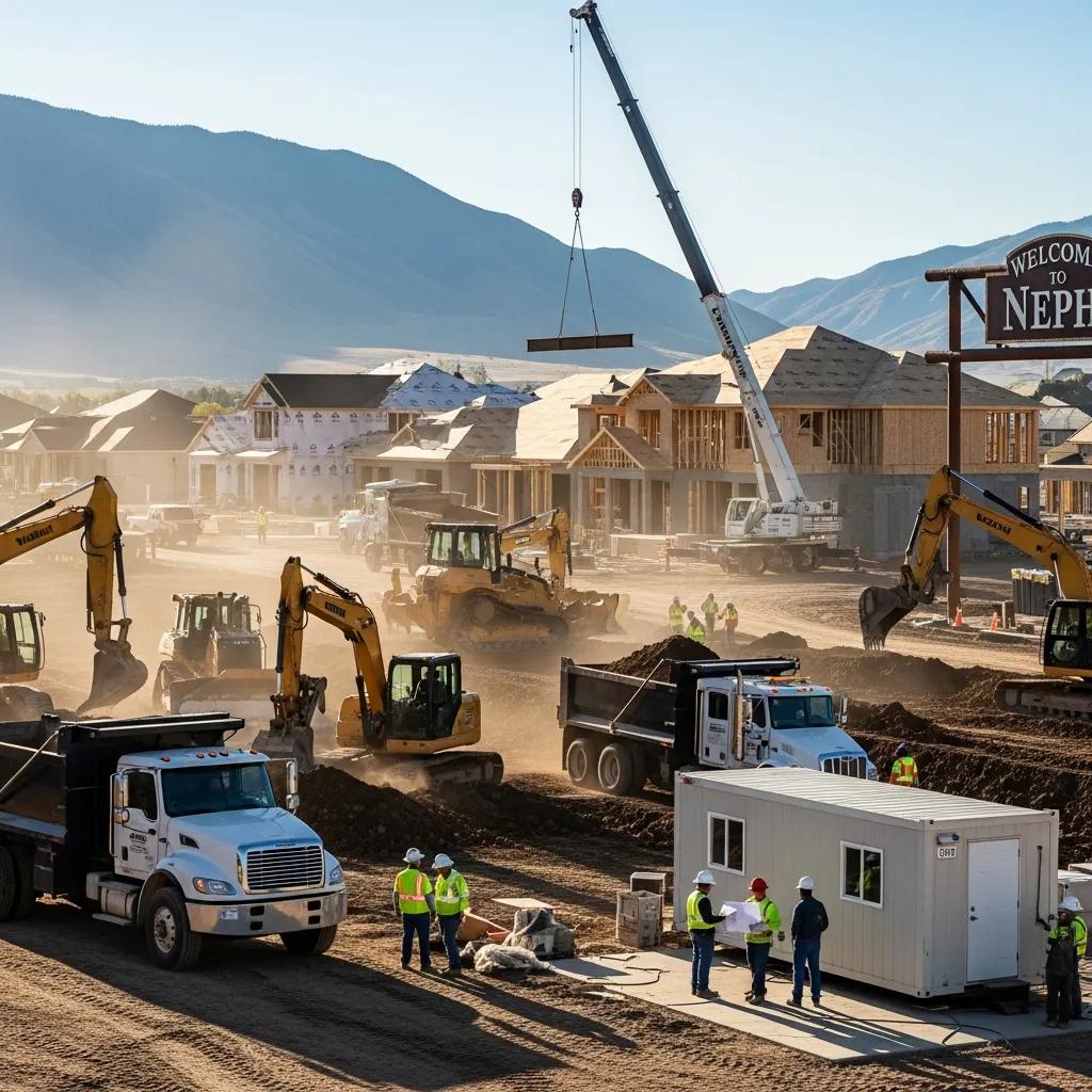 New homes and residential construction in Nephi showing neighborhood growth