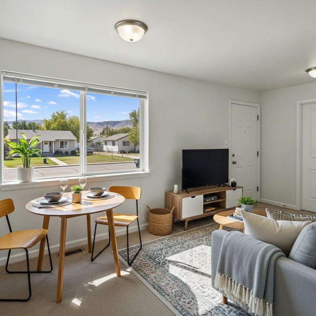 Cozy one-bedroom apartment interior in Nephi &mdash; example of an affordable rental option