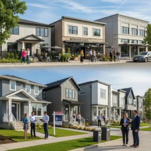 Mixed property types in Juab County: single-family homes, small commercial sites, and vacant lots