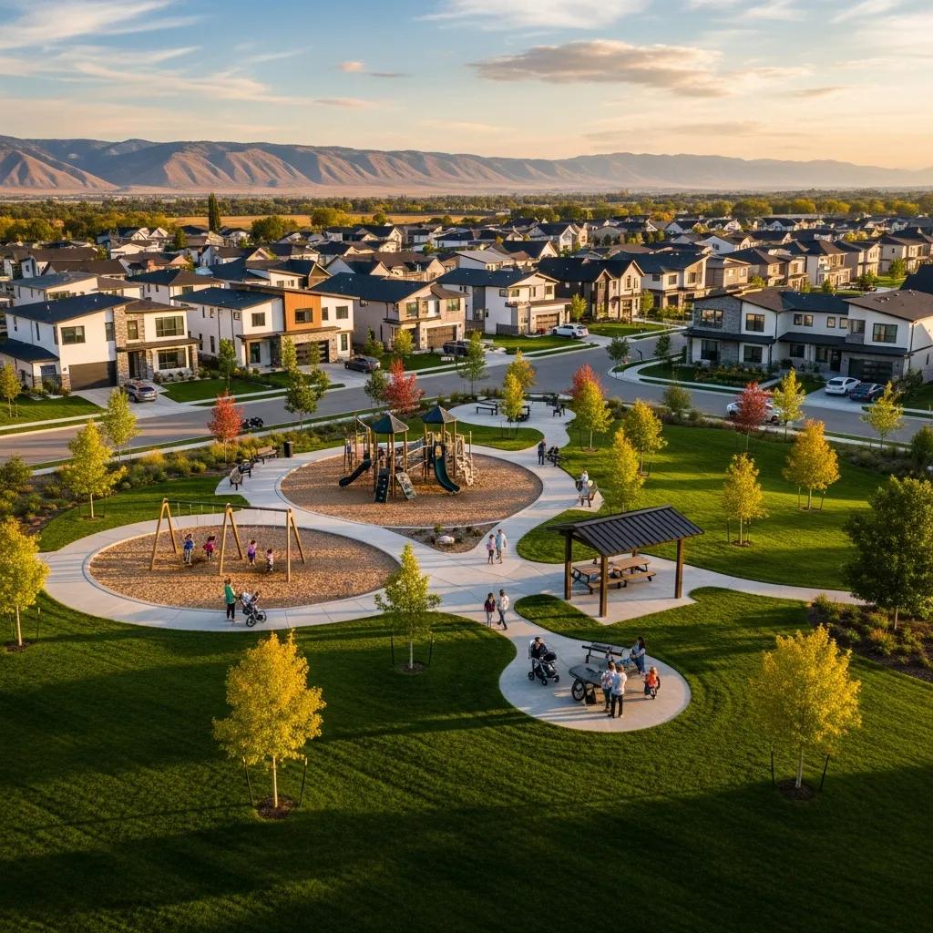 Loveless Estates &mdash; modern homes, landscaped lots, and community spaces in Nephi