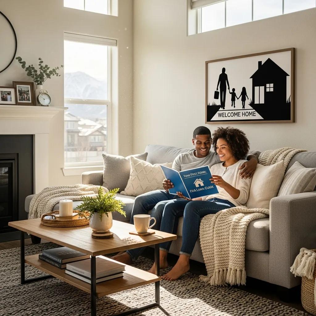 Modern townhouse living room in Utah, highlighting the comfort of FHA loan benefits