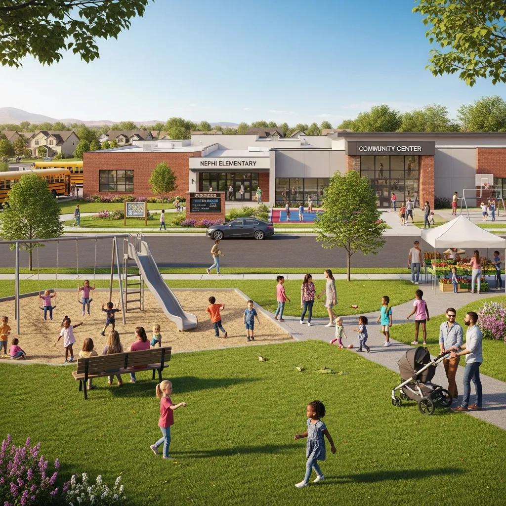 Amenities and lifestyle features in Nephi neighborhoods showcasing schools and parks
